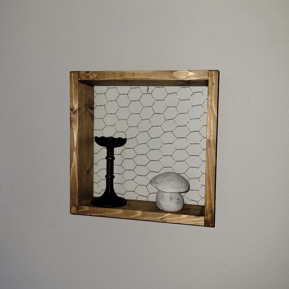 Handmade Farmhouse Chicken Wire Hanging Shadow Boxes 12x12 (Pair) - Picture 3 of 5